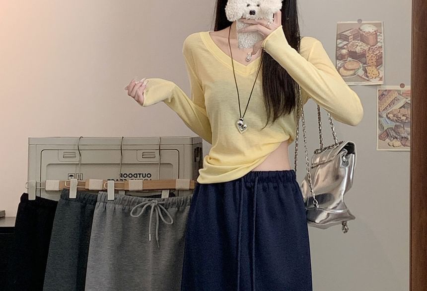 Drawstring Waist Maxi A-Line Skirt