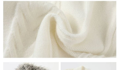 Faux Fur Collar Cable Knit Toggle Cardigan