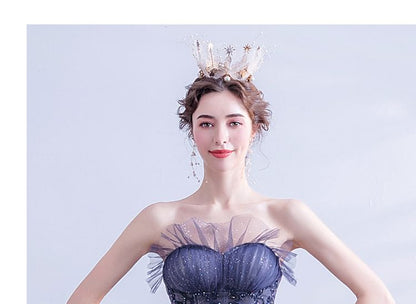 Spaghetti Strap Floral Applique Gradient Ruffle Mesh A-Line Evening Gown