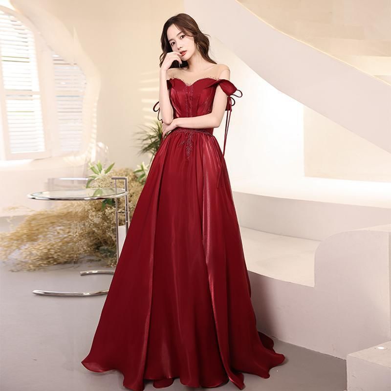 Mesh Round Gown Neck Sleeveless A-Line Evening Beaded Panel Tie-Up Cutout