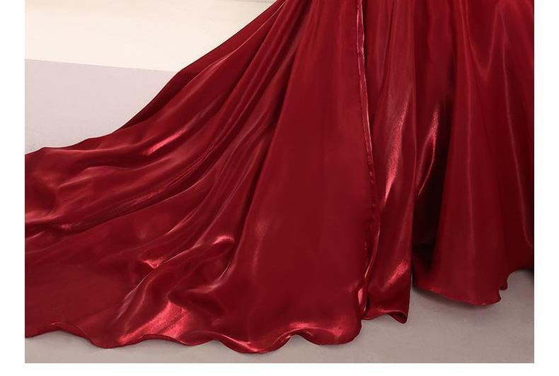 Mesh Round Gown Neck Sleeveless A-Line Evening Beaded Panel Tie-Up Cutout