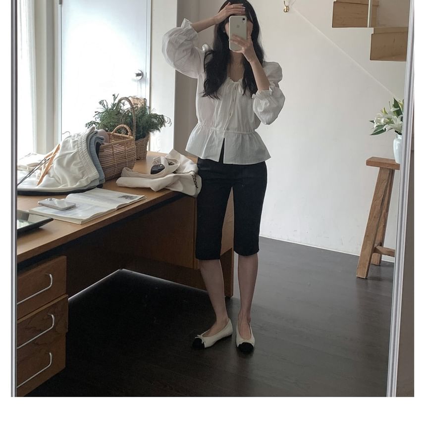 U-Neck Lace Shirt with Long Sleeves
