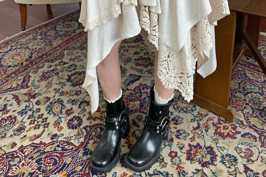 Perforated Asymmetrical A-Line Skirt with High Waist