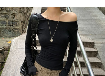 Lace Cutout Round-Neck Long-Sleeve Top