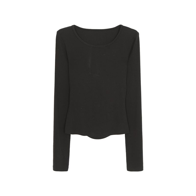 Lace Cutout Round-Neck Long-Sleeve Top