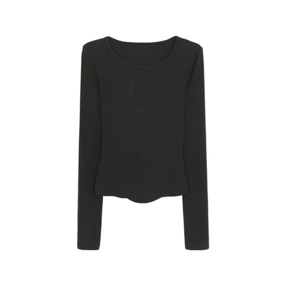 Lace Cutout Round-Neck Long-Sleeve Top
