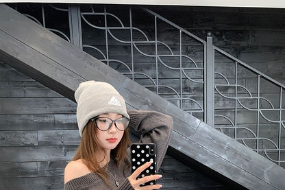 Boat Neck Solid Sweater and Baggy High Waist Pants