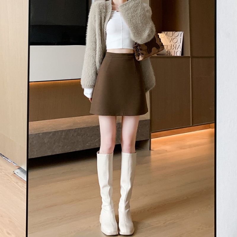 Mini A-Line Skirt - High Rise Plain