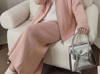 Zip-Up Cardigan + High Waist Maxi Skirt Set