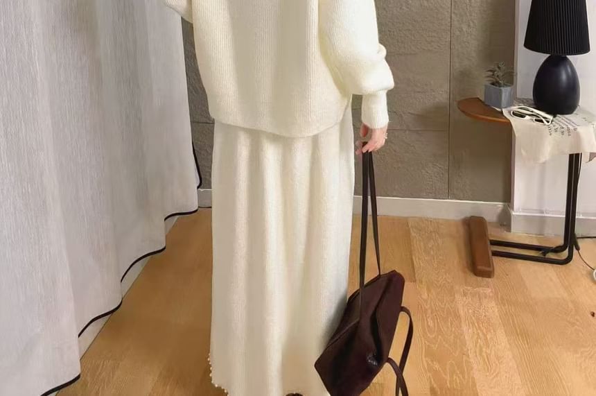 Boatneck Sweater + Midi Skirt Set