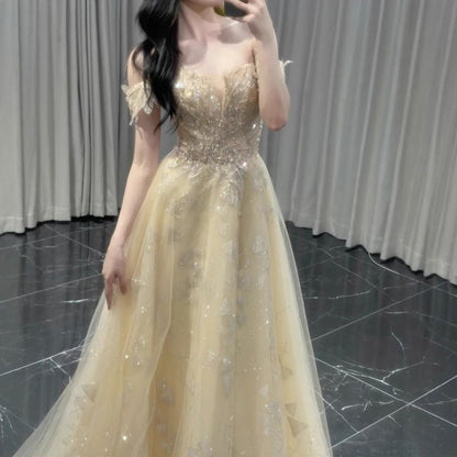 Gown A-Line Off-Shoulder Sequin Evening