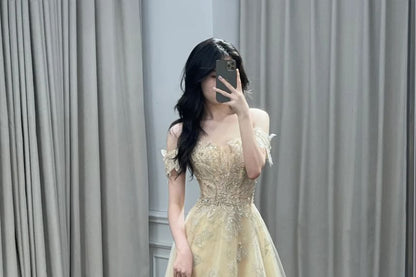 Gown A-Line Off-Shoulder Sequin Evening