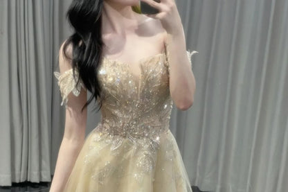 Gown A-Line Off-Shoulder Sequin Evening