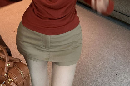 Two-Tone Layered V-Neck Long Sleeve Tee