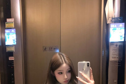 Collared Faux Fur Jacket / High Rise Belted Mini Skirt