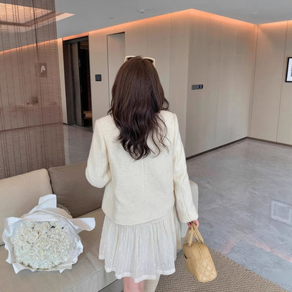 Plus Size Collared Button-Up Plain Jacket