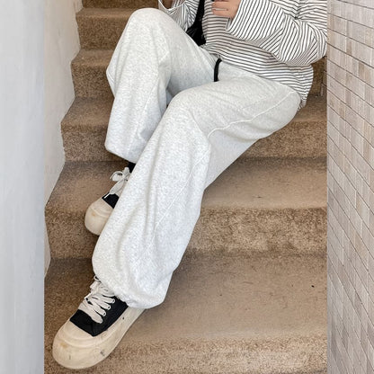 Plus Size Drawstring Waist Two Tone Loose Fit Sweatpants