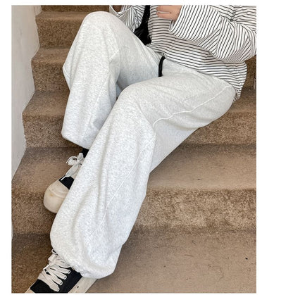 Plus Size Drawstring Waist Two Tone Loose Fit Sweatpants