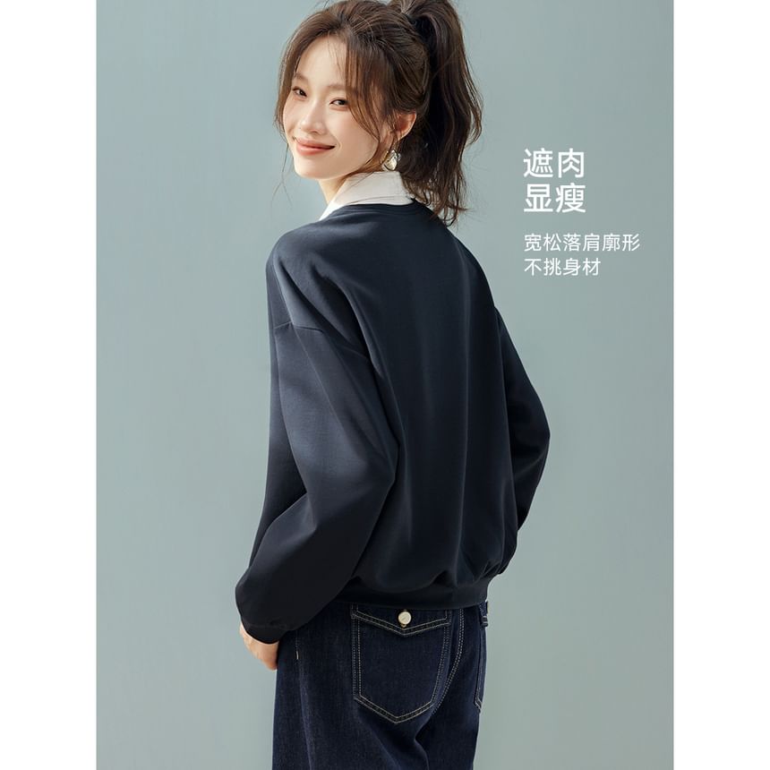 Layered Two-Tone Long Sleeve Blouse