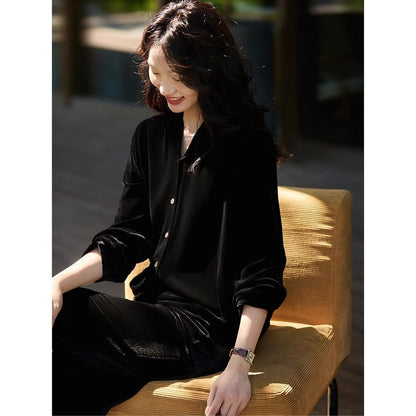 Velvet V-Neck Top with Extended Sleeves