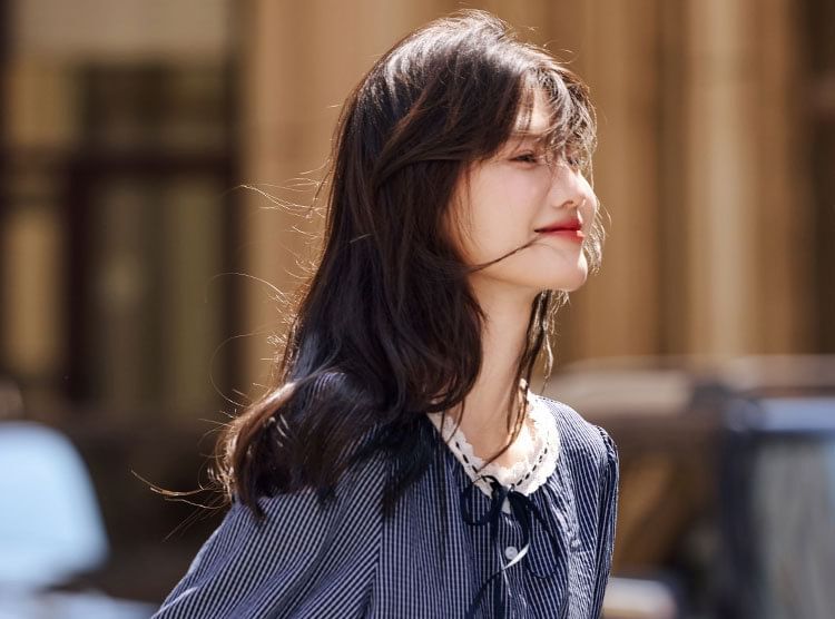 Striped Blouse with Lace Trim and Extended Sleeves