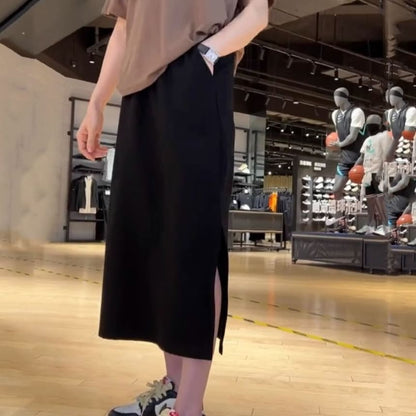 Plain Maxi Skirt with High Rise