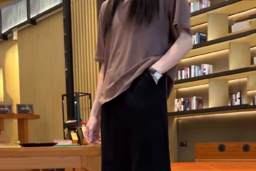 Plain Maxi Skirt with High Rise