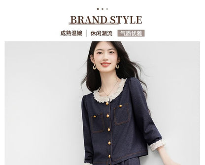 Denim Shirt and Wide Leg Jeans Two-Piece Set