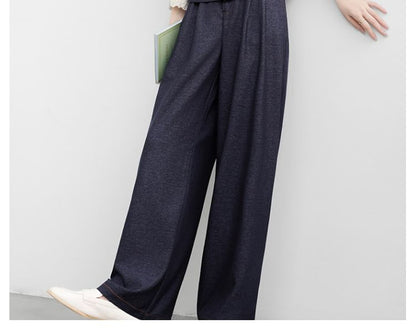 Denim Shirt and Wide Leg Jeans Two-Piece Set