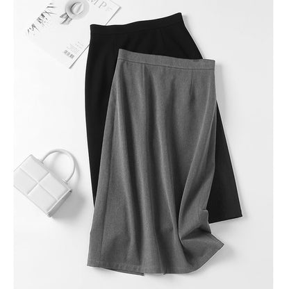 Plain Midi Skirt with High Rise