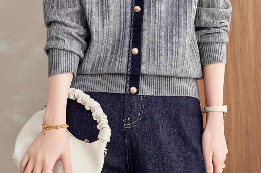 Collared Knit Top with Mock Two-Piece and Extended Sleeves