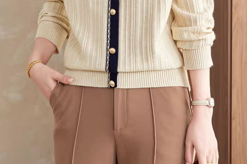 Collared Knit Top with Mock Two-Piece and Extended Sleeves