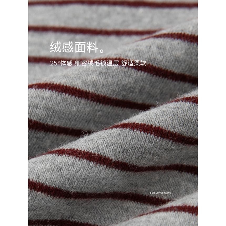 Striped Long Sleeve Polo Collar Top
