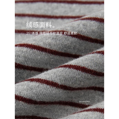 Striped Long Sleeve Polo Collar Top