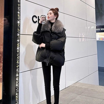 Furry Trim Zip-Up Puffer Jacket