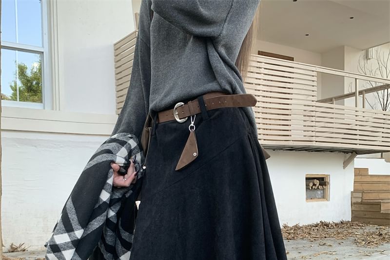 Faux Suede High Rise A-Line Skirt