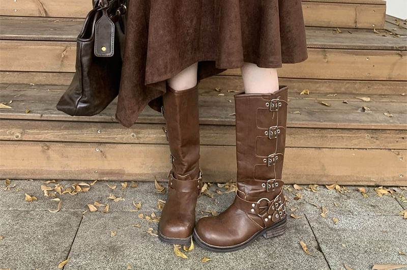 Faux Suede High Rise A-Line Skirt