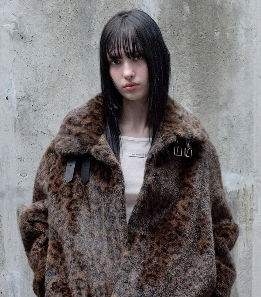 Leopard Eco-Fur Jacket (Brown)