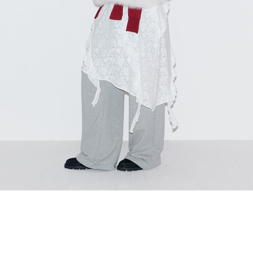 Belt-Neck Eco-Fur Jacket (Ivory)