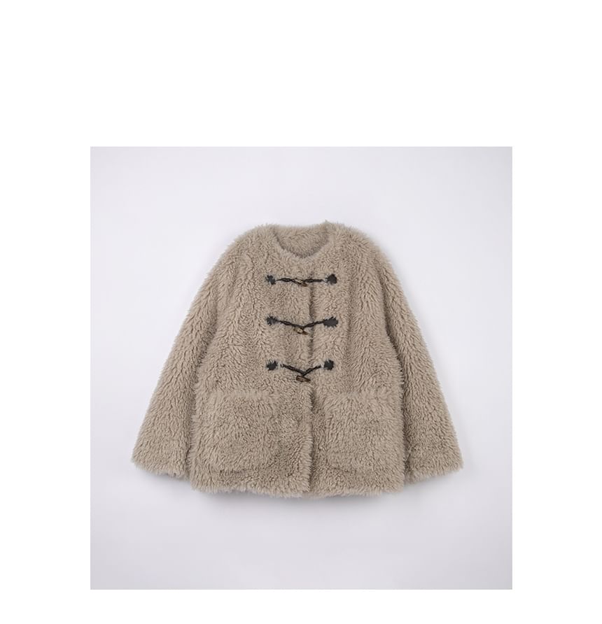 Toggle-Button Eco-Fur Jacket (Khaki)