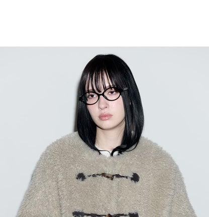 Toggle-Button Eco-Fur Jacket (Khaki)