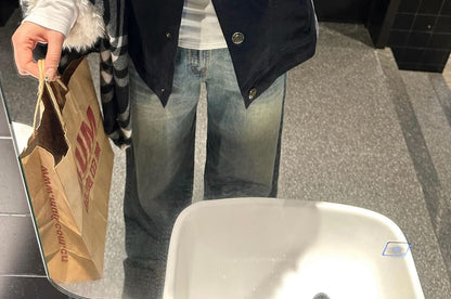 Furry Panel Button-Up Padded Jacket