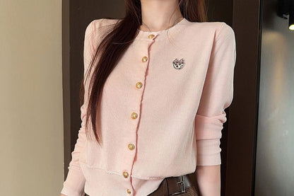 Collared Zip-Up Crop Jacket + Pleated Mini Skirt + Cardigan