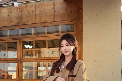 Collared Zip-Up Crop Jacket + Pleated Mini Skirt + Cardigan