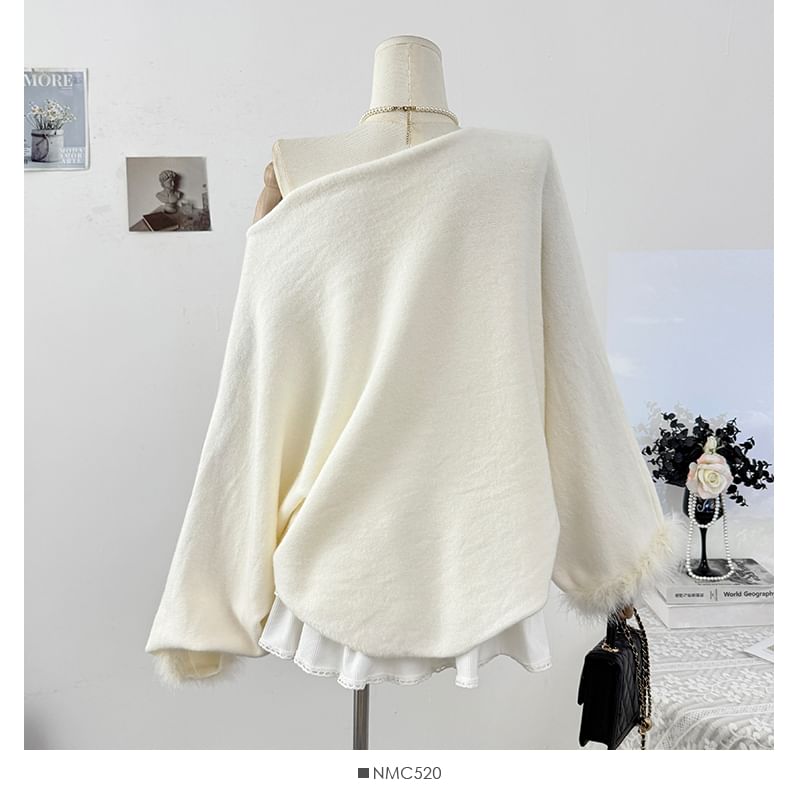 Loose-Fit Off-Shoulder Knit with Long Sleeves