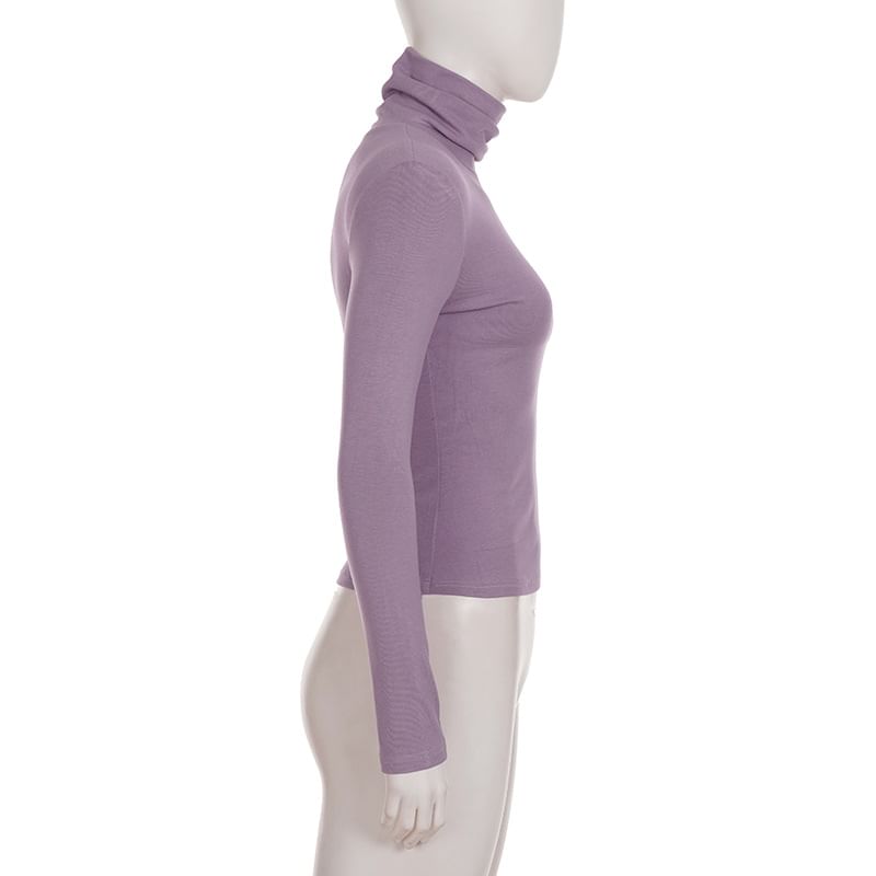 Turtleneck Cropped Knit Pullover with Long Sleeves