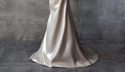 One-Shoulder Faux Pearl Fringed Mermaid Evening Gown