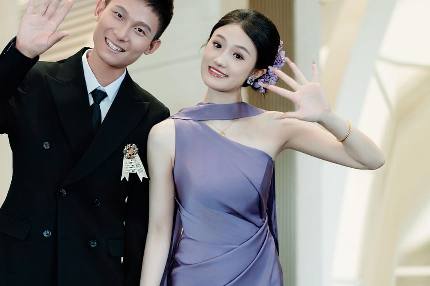 One-Shoulder Asymmetrical Shirred A-Line Evening Gown