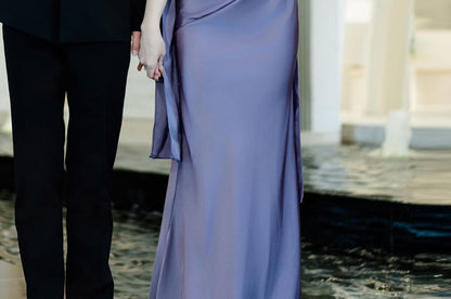 One-Shoulder Asymmetrical Shirred A-Line Evening Gown