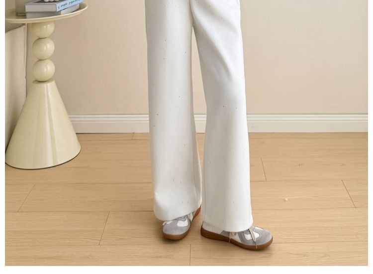 Maternity Set: Mock-Neck Knit Top, Button-Up Vest and Wide-Leg Pants